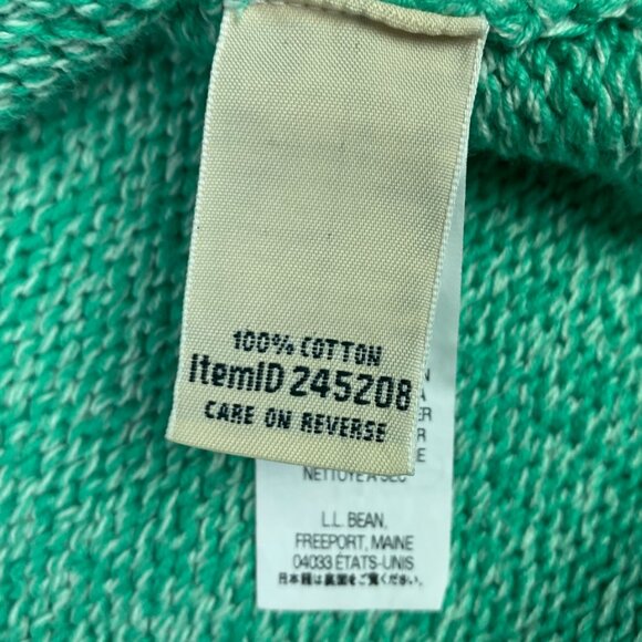 LL Bean Cardigan Sweater Women's Large Green Marled Ragg Cotton 245208 - Picture 6 of 10